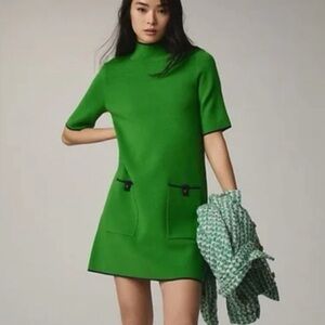 Anthropologie Vibrant Green Mini Dress